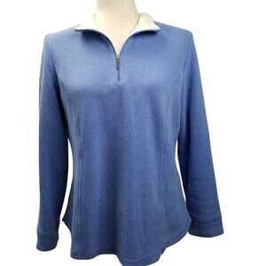 Chico's Blue Soft 1/4 Zip Cotton Knit Top Shirt Size 0
